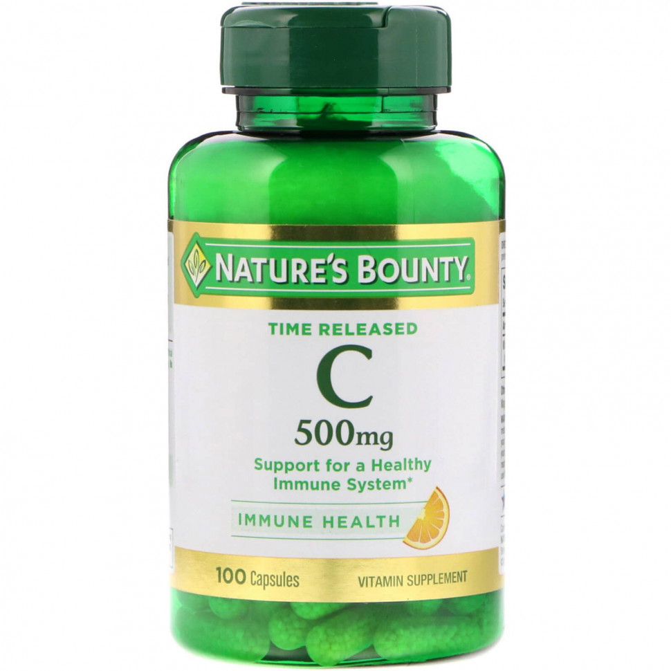   Nature's Bounty, Time Released C, 500 mg, 100 Capsules   -     , -  