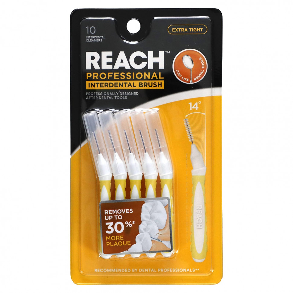   Reach, Professional Interdental Brush, Extra Tight, 10 Interdental Cleaners   -     , -  