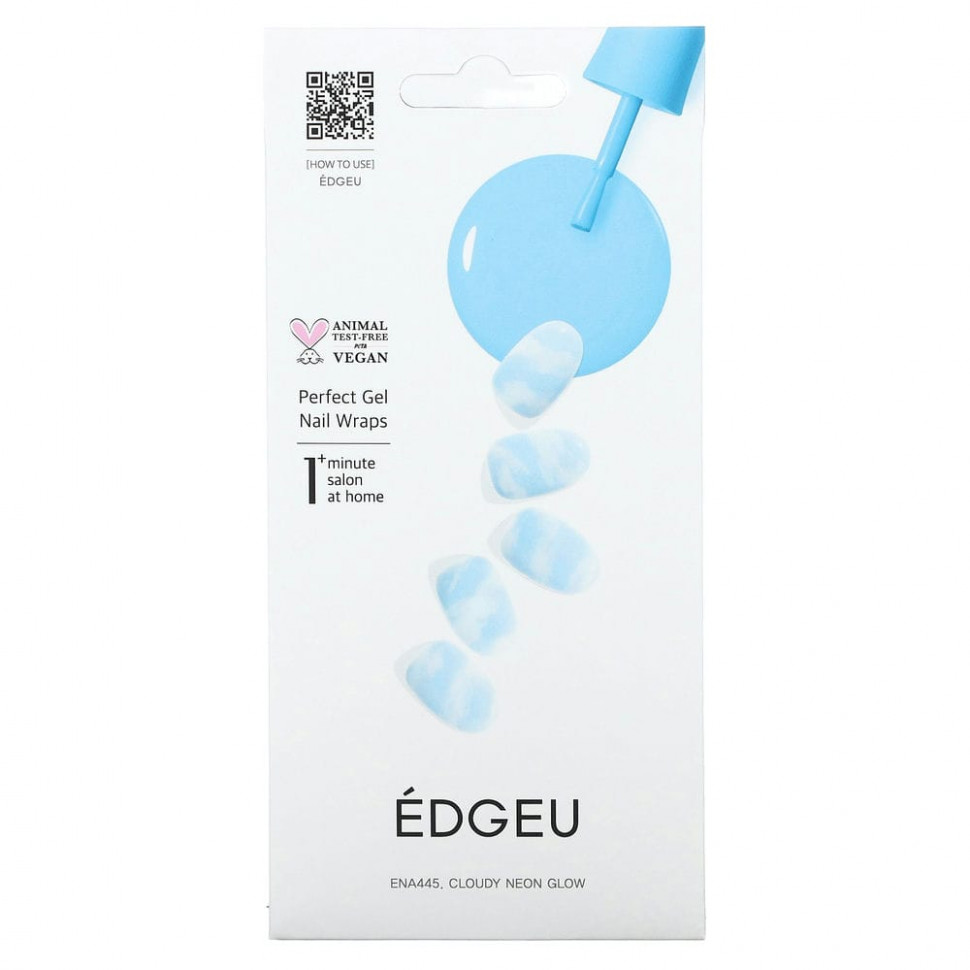   Edgeu, Perfect Gel Nail Wraps, ENA445, Cloudy Neon Glow,   16    -     , -  