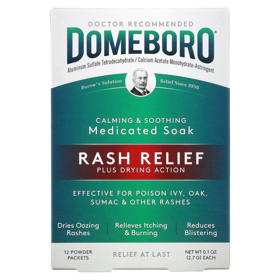   Domeboro, Medicated Soak, Rash Relief, 12 Powder Packets   -     , -  