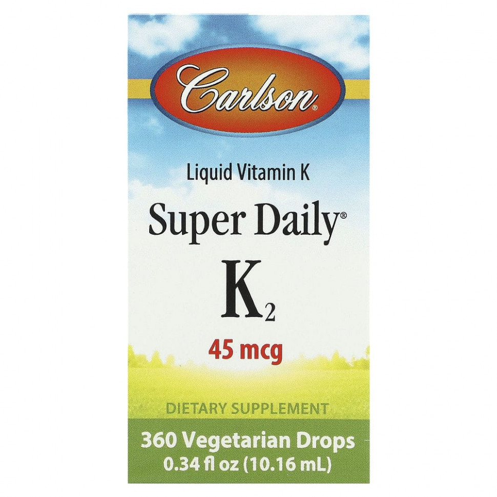  Carlson, Liquid Vitamin K, Super Daily K2, 0.34 fl oz (10.16 ml)  IHerb ()