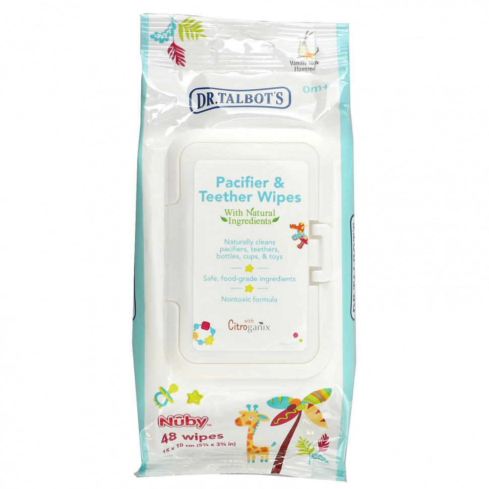   Dr. Talbot's, Pacifier & Teether Wipes, 0m +, Vanilla Milk Flavored, 48 Wipes   -     , -,   