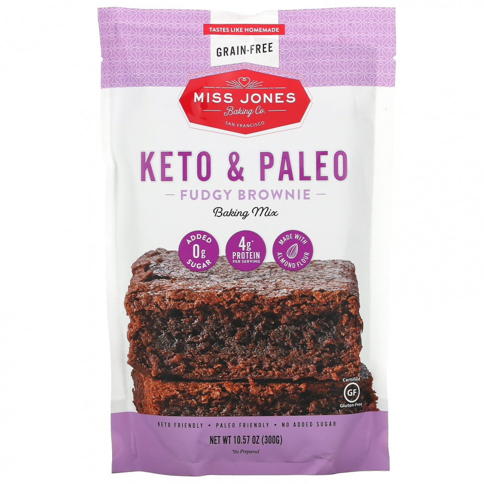   Miss Jones Baking Co,    Keto & Paleo Fudgy Brownie, 300  (10,57 )   -     , -  