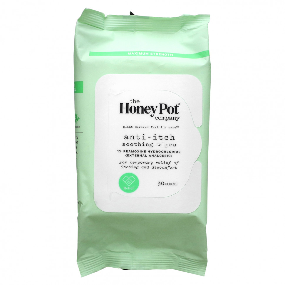   The Honey Pot Company, Anti-Itch Soothing Wipes , 30 Count   -     , -  