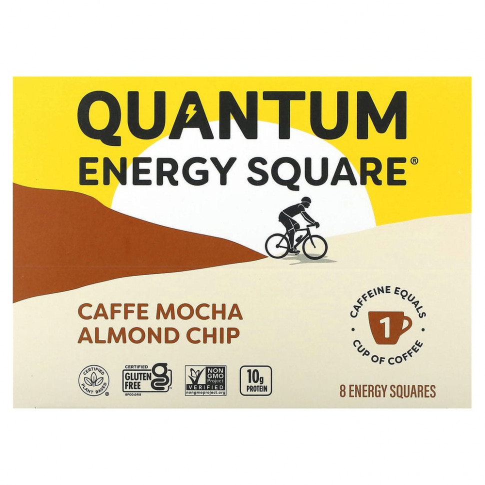   QUANTUM ENERGY SQUARE, Caffe Mocha Almond Chip, 8 Squares, 1.69 oz (48 g) Each   -     , -  