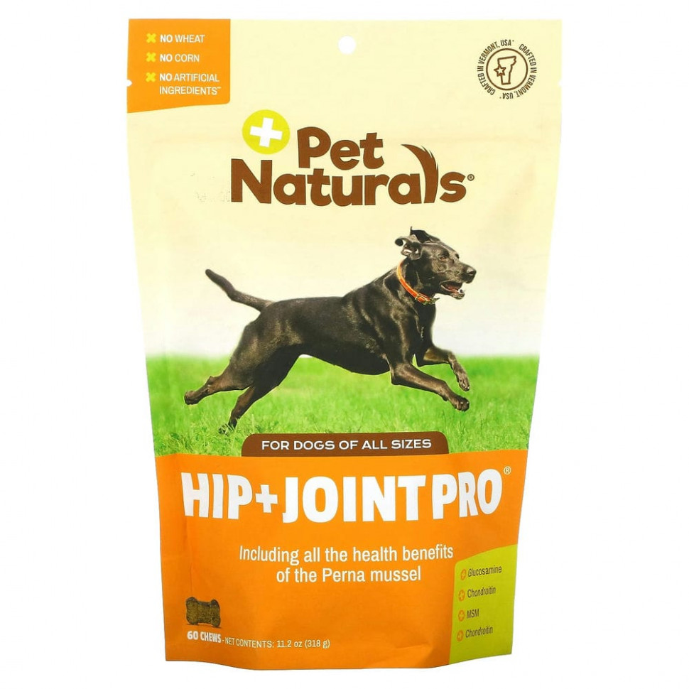   Pet Naturals of Vermont, Hip + Joint Max, For Dogs, 60 Chews, 11.2 oz (318 g)   -     , -,   