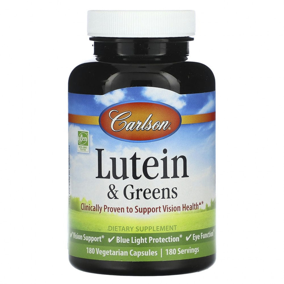   Carlson, Lutein & Greens, 180 Vegetarian Capsules   -     , -  