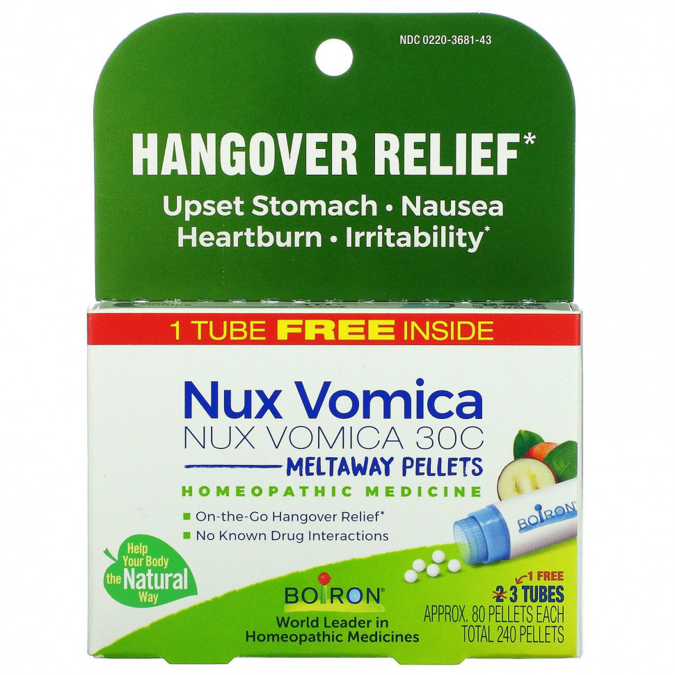   Boiron, Single Remedies,  (Nux Vomica), 30C, 3 ,  80      -     , -  