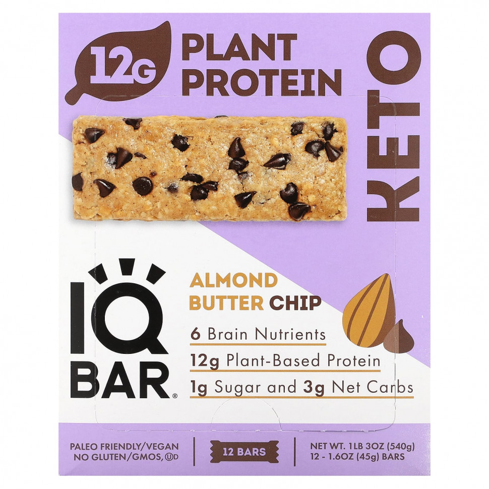   IQBAR, Plant Protein Bar,    , 12 ,  45  (1,6 )   -     , -  