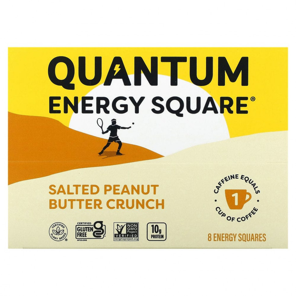   QUANTUM ENERGY SQUARE, Salted Peanut Butter Crunch, 8 Squares, 1.69 oz (48 g) Each   -     , -  