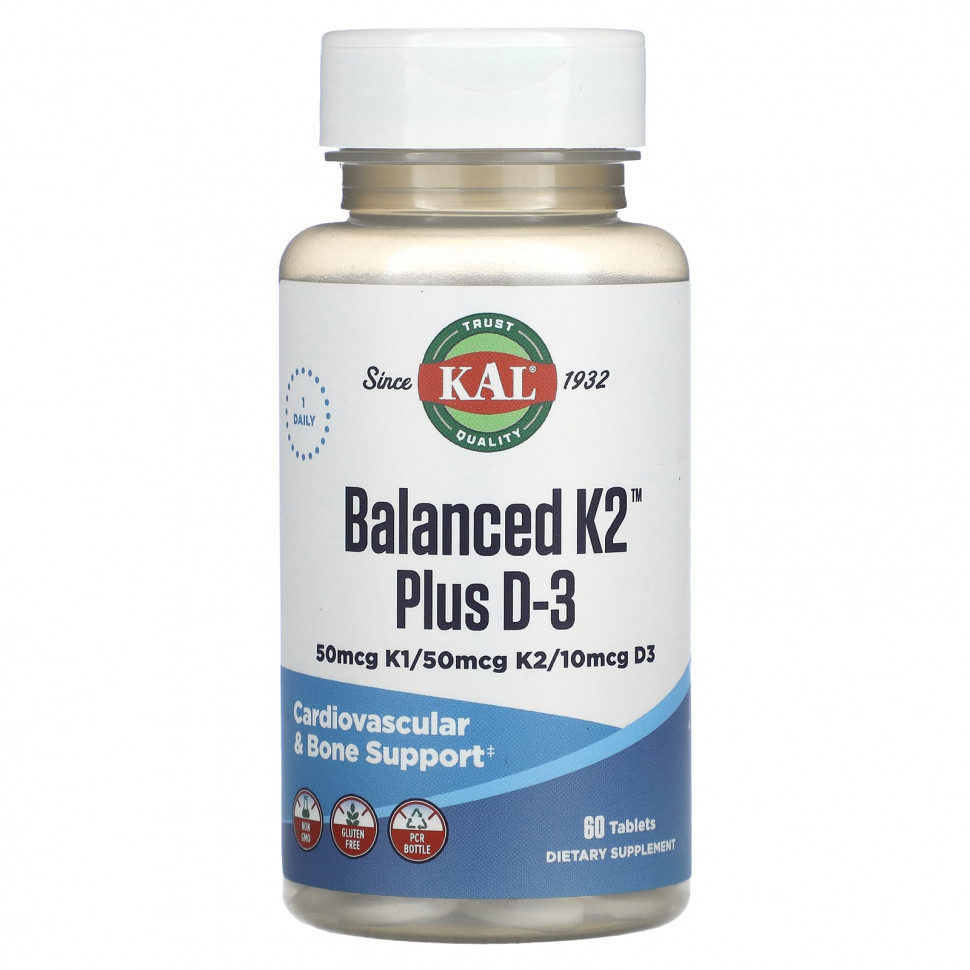   KAL, Balanced K2 Plus D3, 60 Tablets   -     , -,   