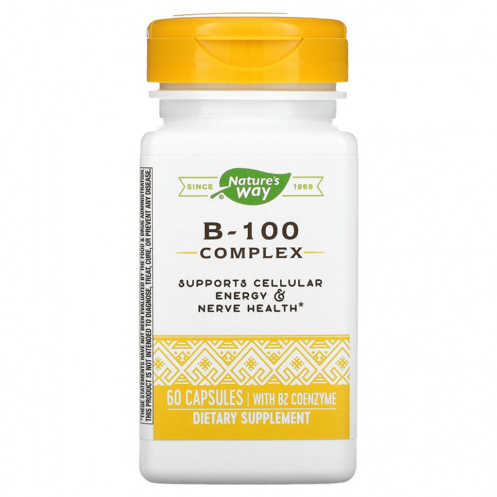   Nature's Way, B-100 Complex, With B2 Coenzyme, 60 Capsules   -     , -  