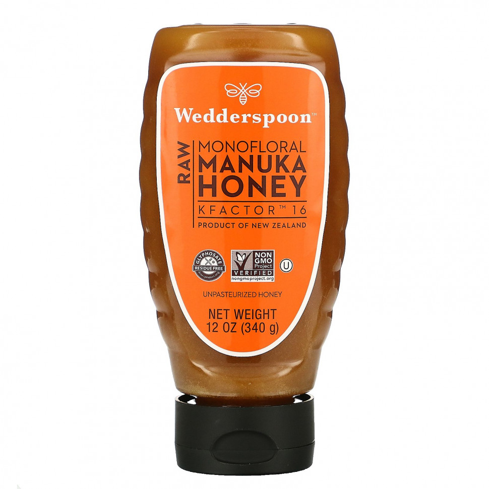   Wedderspoon, Raw Manuka Honey, KFactor 16, 12 oz (340 g)   -     , -  