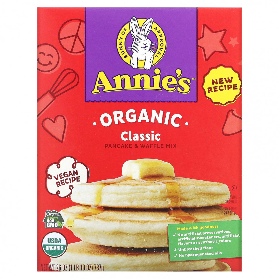   Annie's Homegrown, Organic Classic Pancake & Waffle Mix , 26 oz (737 g)   -     , -  