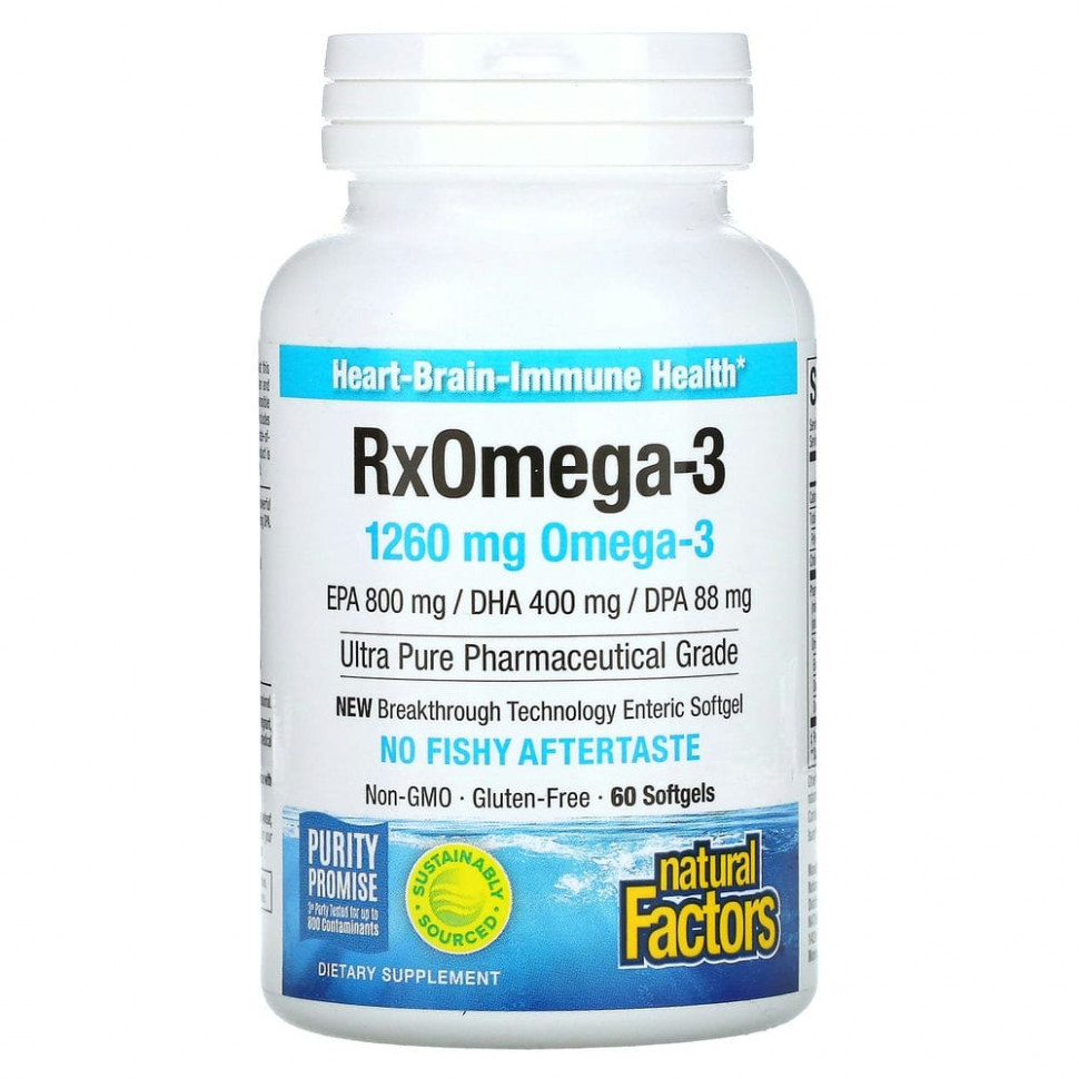   Natural Factors, RxOmega-3, 630 , 60  Enteripure   -     , -  