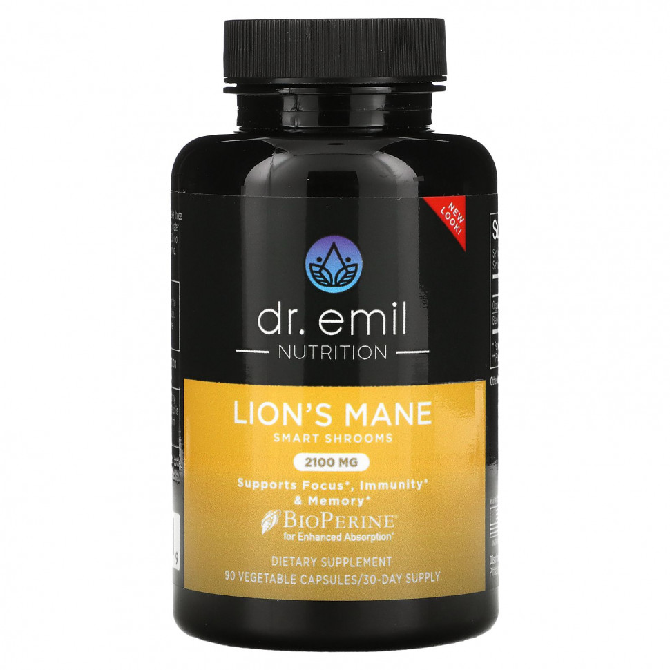  Dr Emil Nutrition, Lion's Mane Smart Shrooms, 2100 , 90    IHerb ()