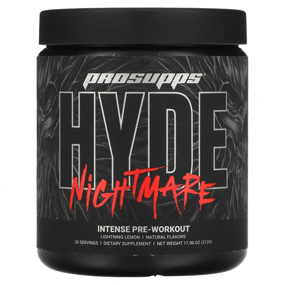   ProSupps, Hyde Nightmare, Intense Pre-Workout, Lightning Lemon, 11 oz (312 g)   -     , -  