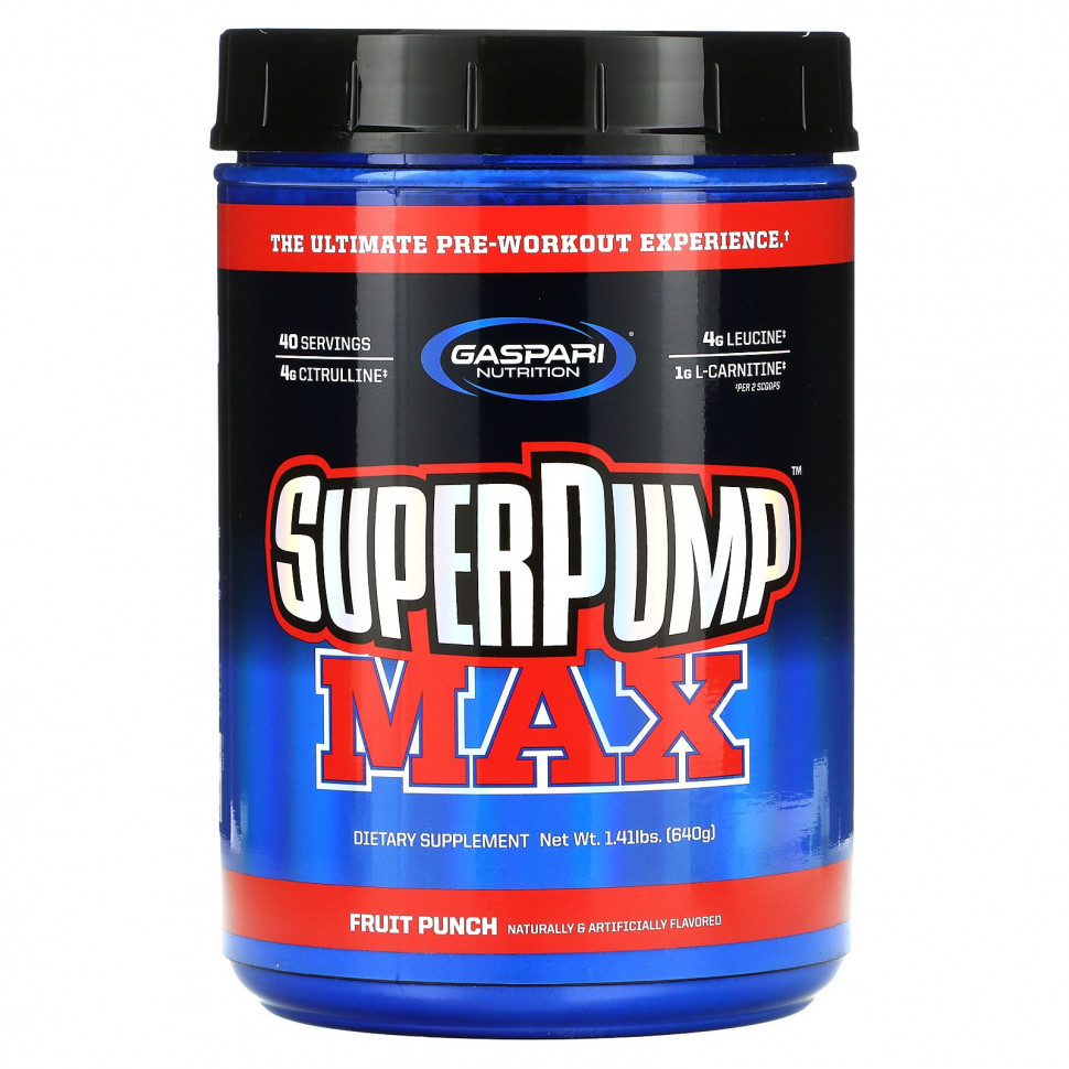   Gaspari Nutrition, SuperPump Max, Fruit Punch Blast, 1.41 lbs (640 g)   -     , -  