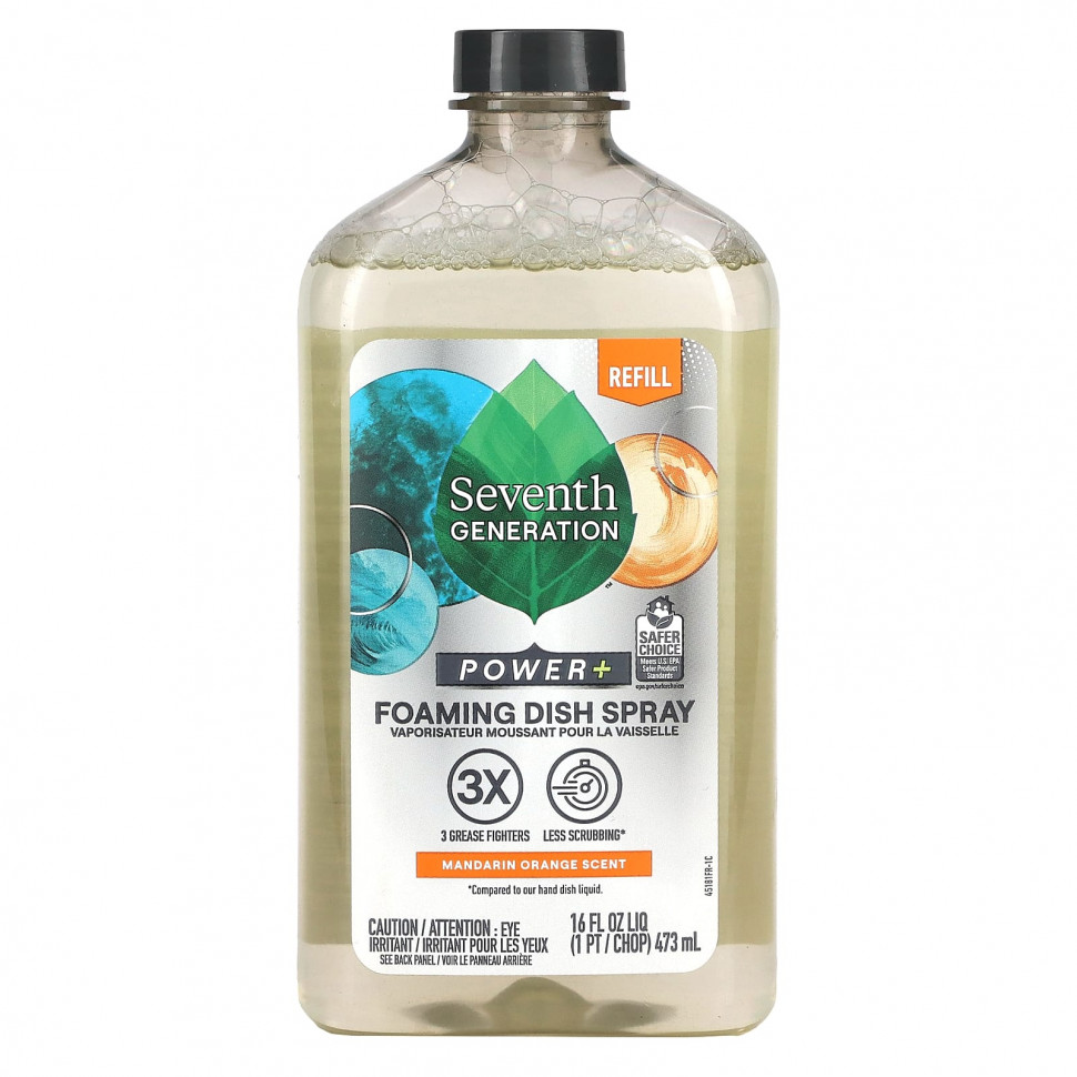   Seventh Generation, Power + Foaming Dish Spray, Refill, , 473  (16 . )   -     , -  