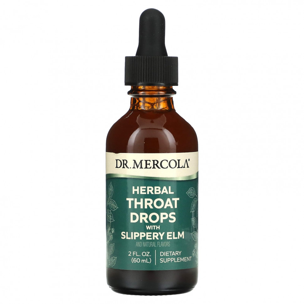   Dr. Mercola, Herbal Throat Drops with Slippery Elm, 2 fl oz (60 ml)   -     , -  