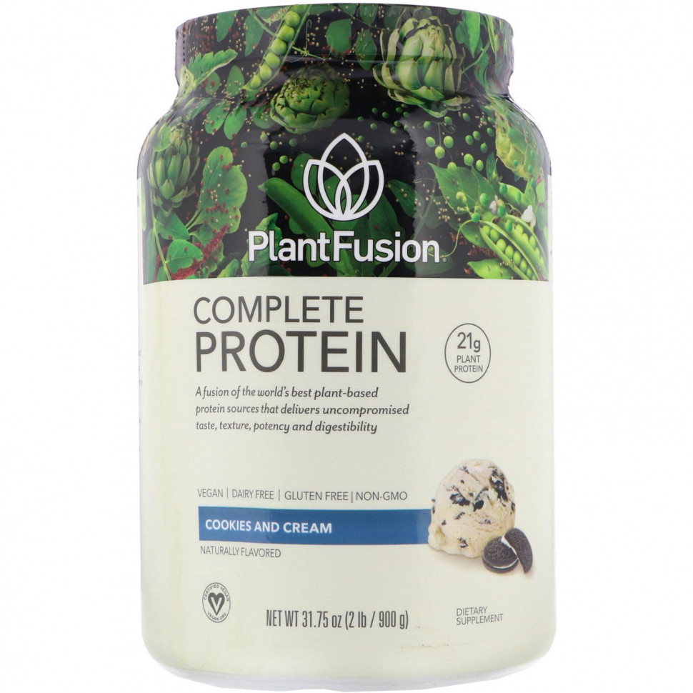   PlantFusion, Complete Plant Protein, Cookies and Cream, 2 lb (900 g)   -     , -  