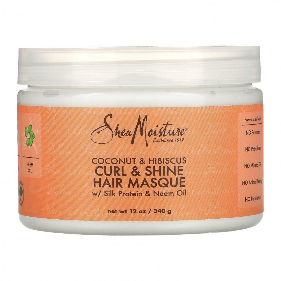   SheaMoisture, Curl & Shine Hair Masque, Coconut & Hibiscus, 12 oz (340 g)   -     , -  