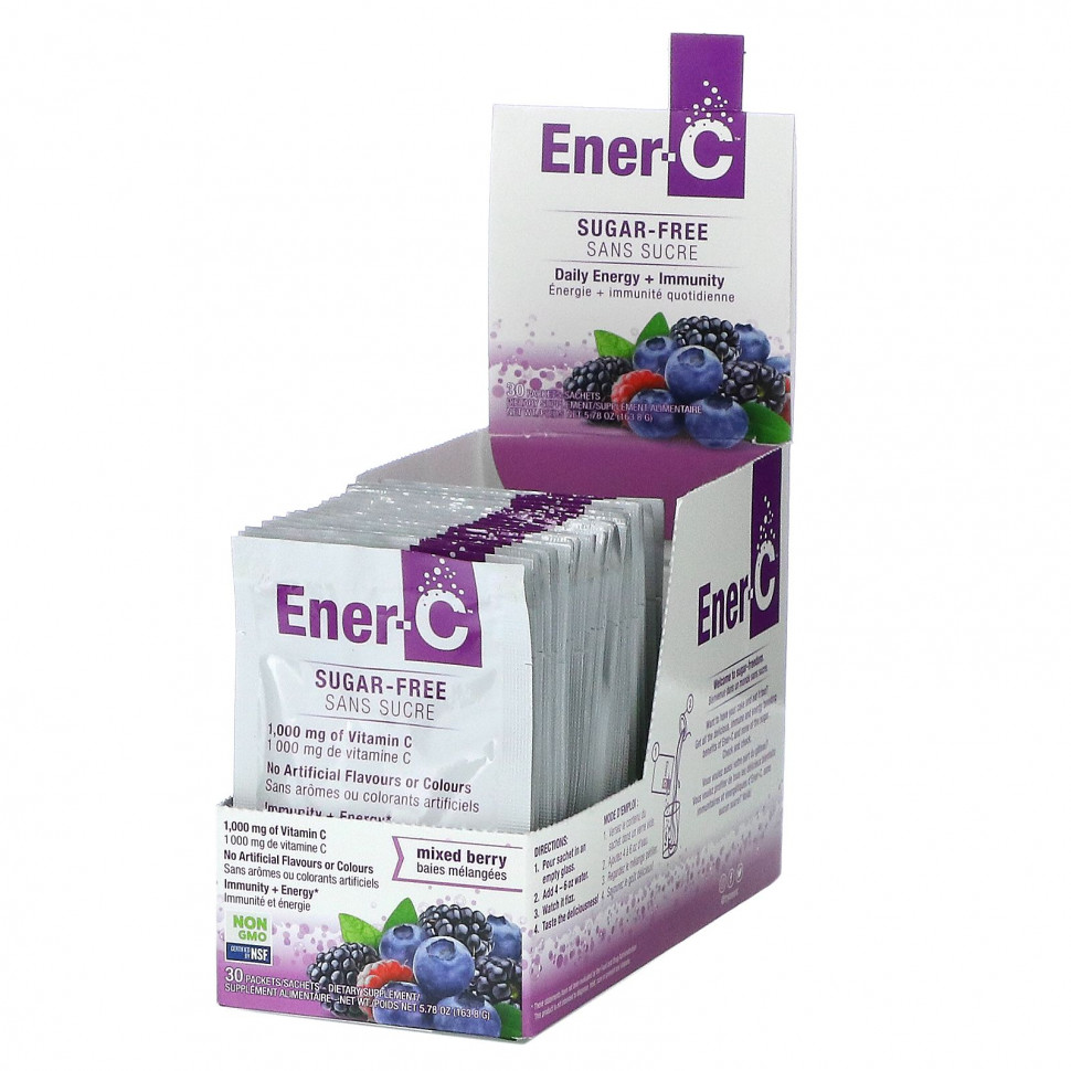   Ener-C, Vitamin C, Multivitamin Drink Mix, Surgar Free, Mixed Berry, 1,000 mg, 30 Packets, 0.2 oz (5.46 g) Each   -     , -,   