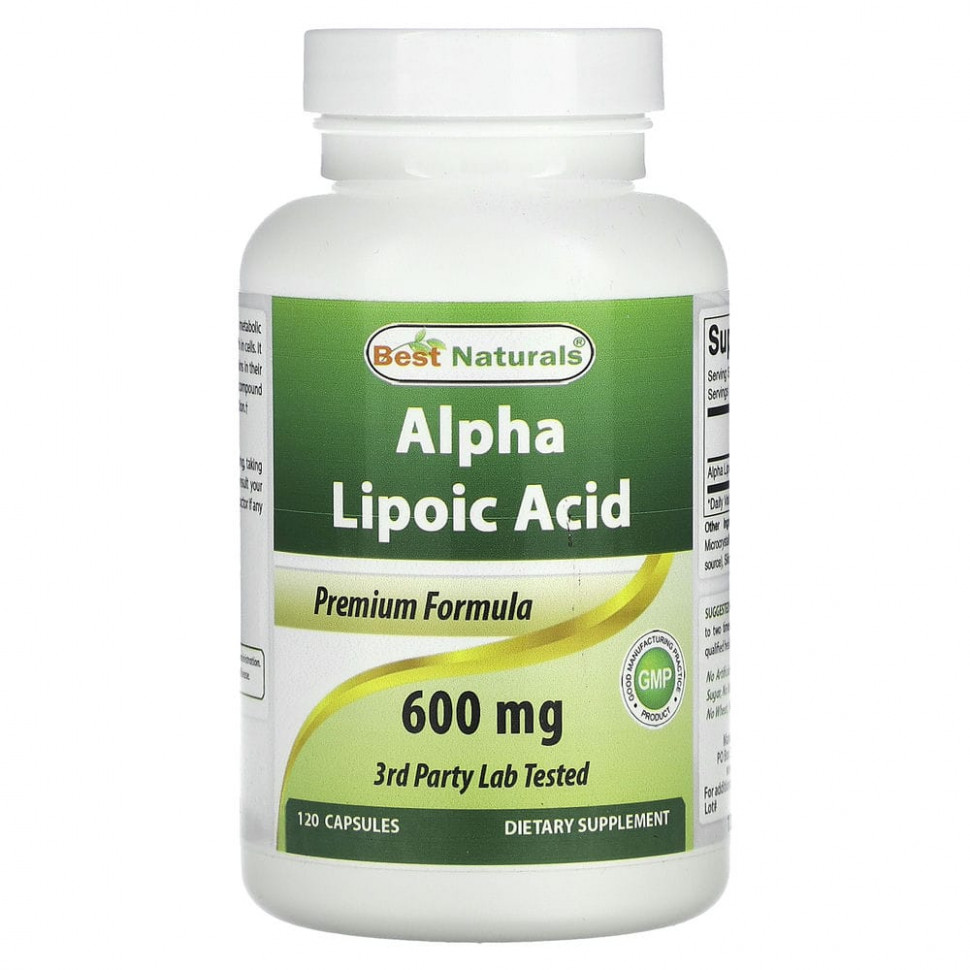   Best Naturals, Alpha Lipoic Acid, 600 mg, 120 Capsules   -     , -  