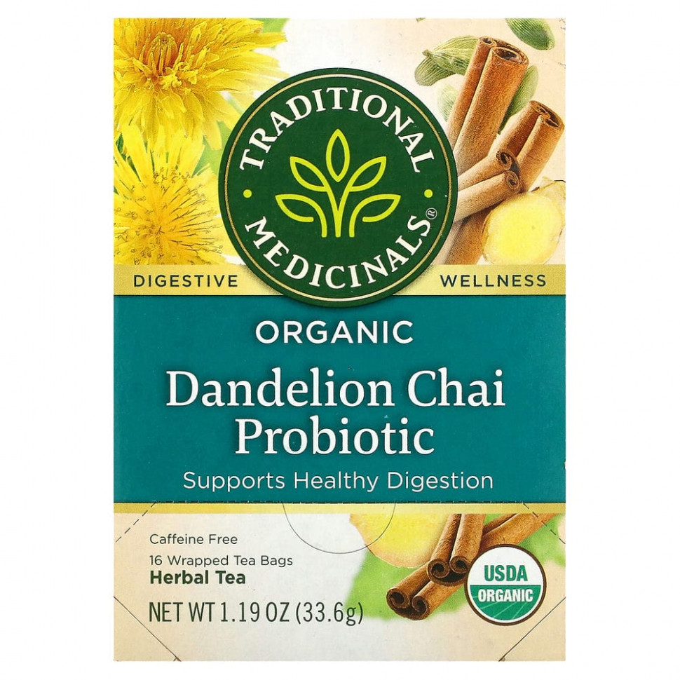 Traditional Medicinals, Organic Dandelion Chai Probiotic,   , 16  , 33,6  (1,19 )  IHerb ()