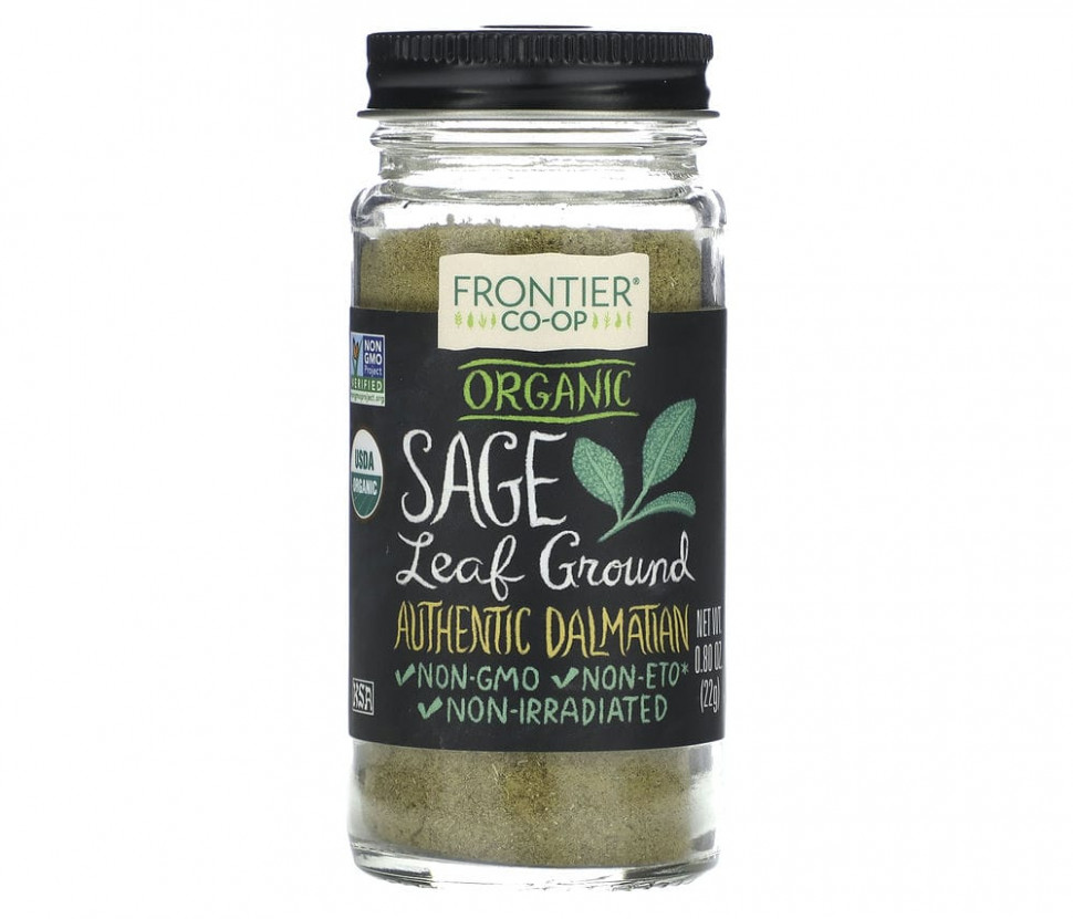   Frontier Co-op, Organic Sage Leaf Ground, 0.8 oz (22 g)   -     , -  