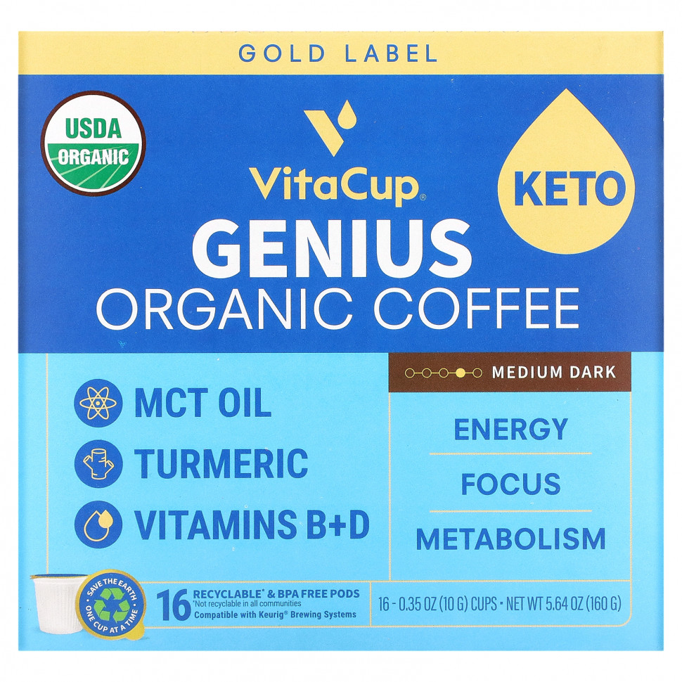   VitaCup, Organic,  Genius,  , 16   10  (0,35 )   -     , -,   