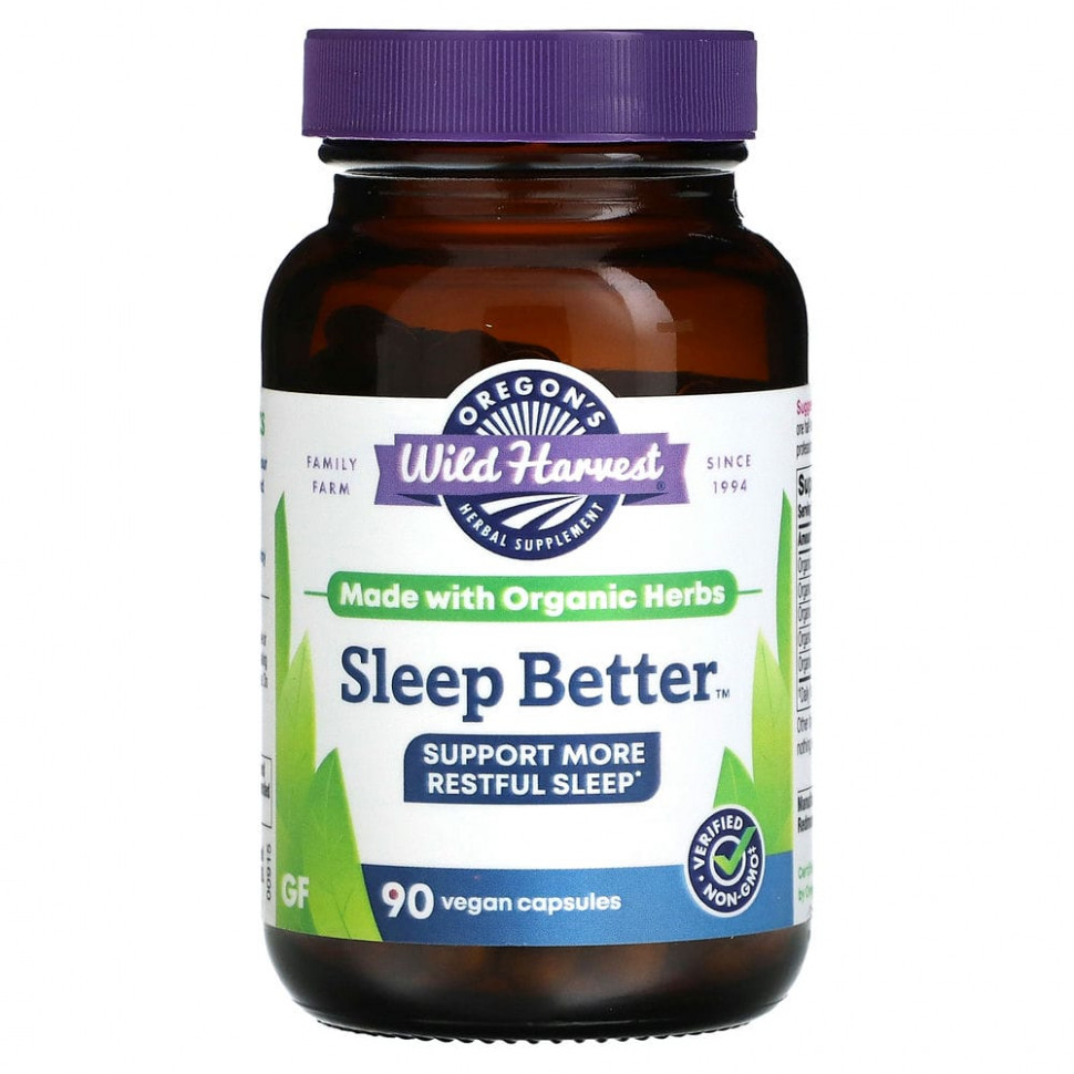   Oregon's Wild Harvest, Sleep Better, 90 Non-GMO Vegetarian Capsules   -     , -  