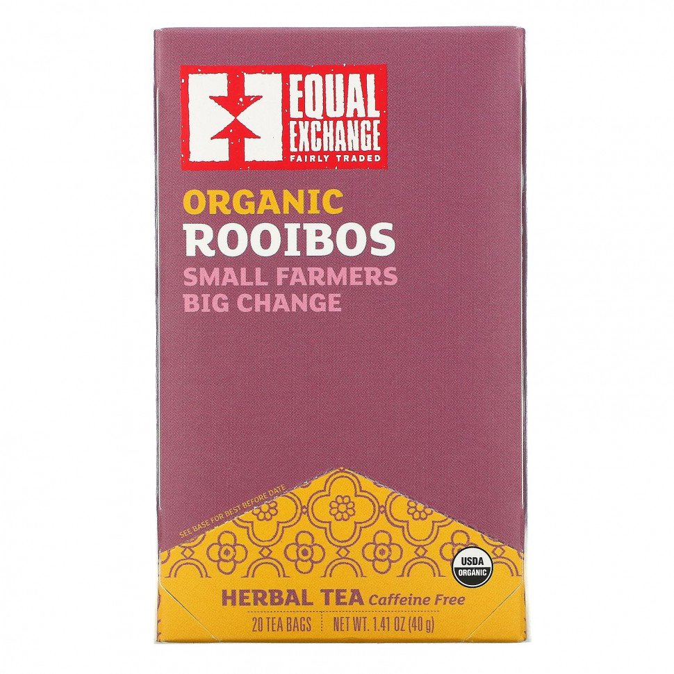   Equal Exchange, Organic Rooibos, Herbal Tea, 20 Tea Bags, 1.41 oz ( 40 g)   -     , -  