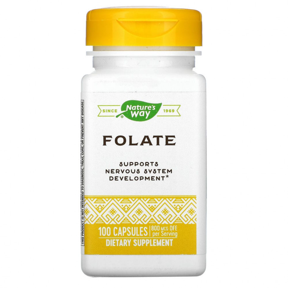   Nature's Way, Folate , 800 mcg, 100 Capsules   -     , -  