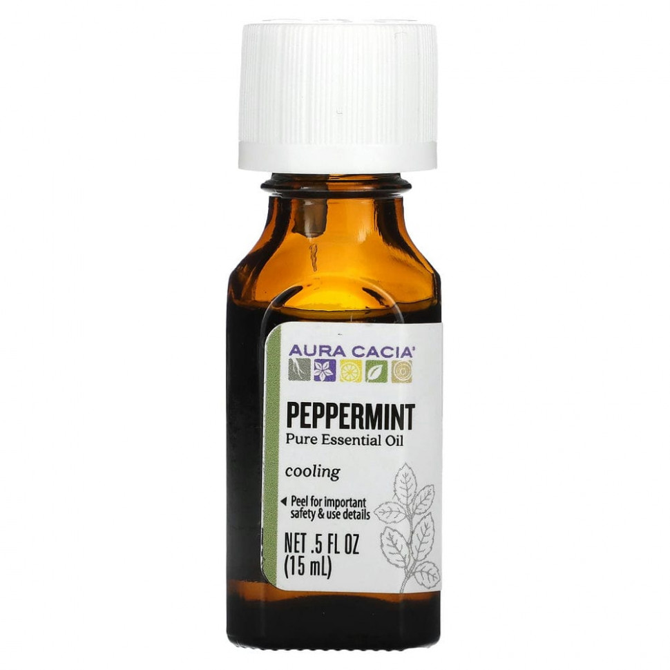   Aura Cacia, Pure Essential Oil, Peppermint, .5 fl oz (15 ml)   -     , -  