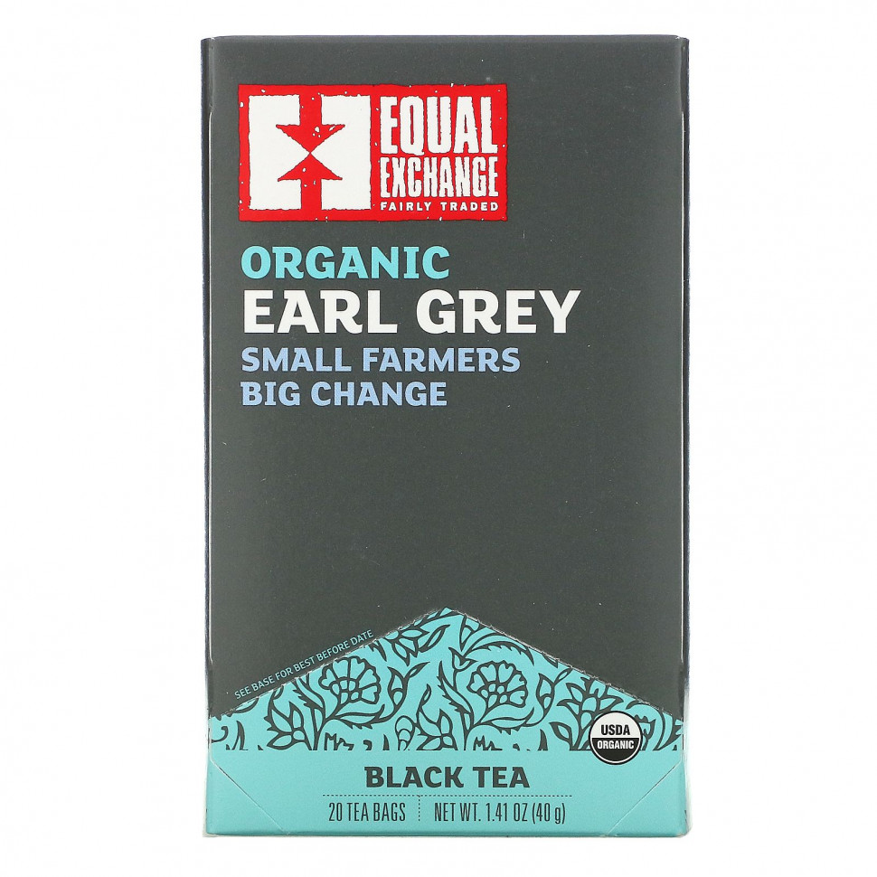   Equal Exchange, Organic Earl Grey, Black Tea, 20 Tea Bags, 1.41 oz ( 40 g)   -     , -  