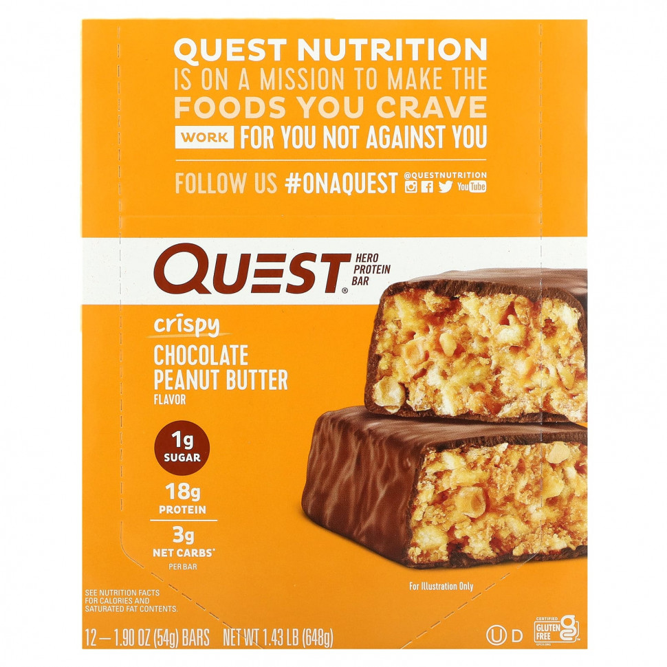   Quest Nutrition, Hero Protein Bar,     , 12   54  (1,9 )   -     , -  