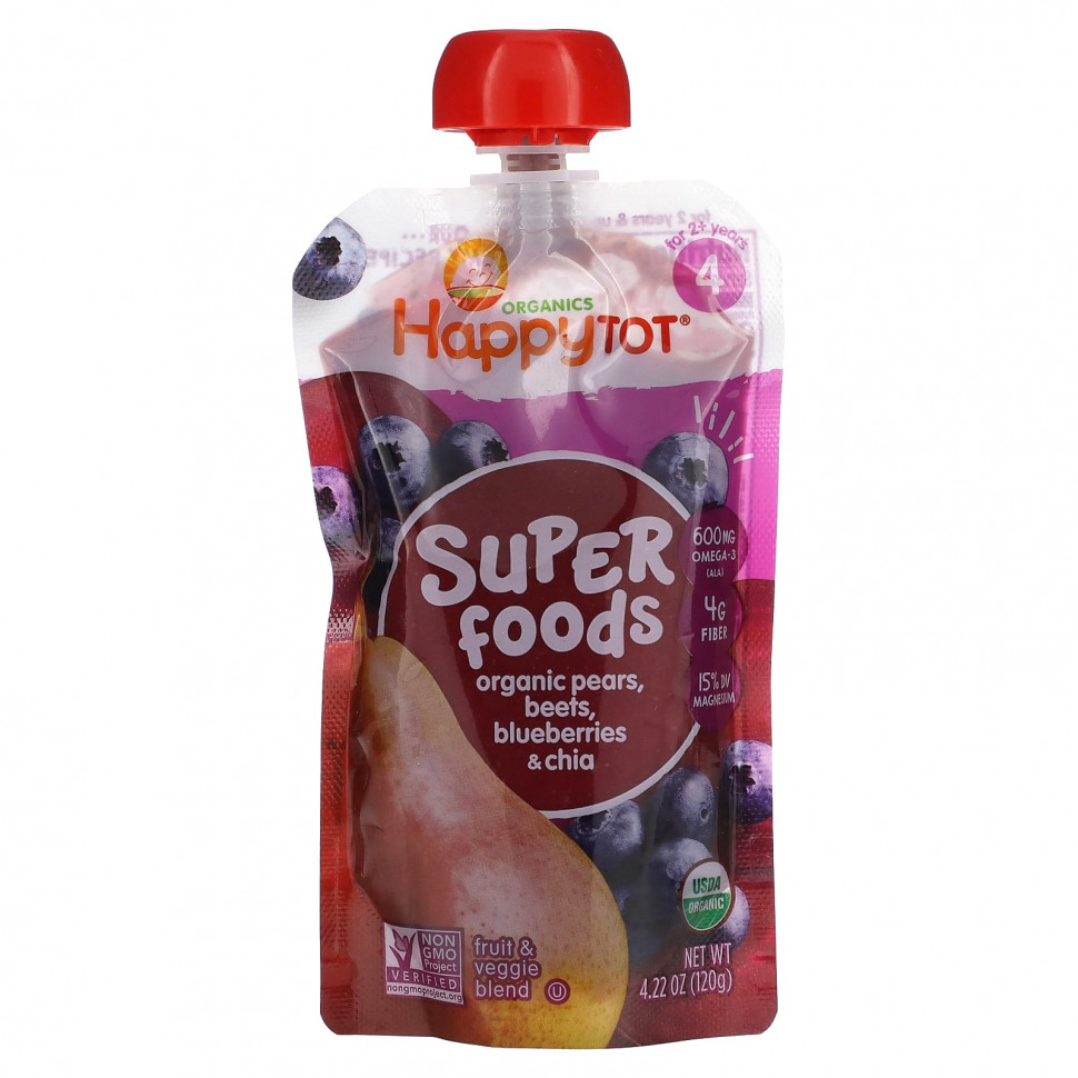   Happy Family Organics, Happytot, Superfoods,  2 ,  , ,   , 120  (4,22 )   -     , -  