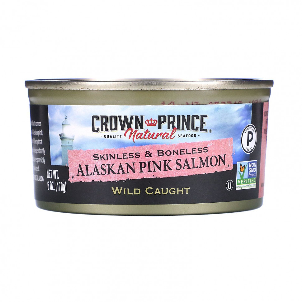   Crown Prince Natural, Pacific Pink Salmon, Skinless & Boneless , 6 oz (170 g)   -     , -  