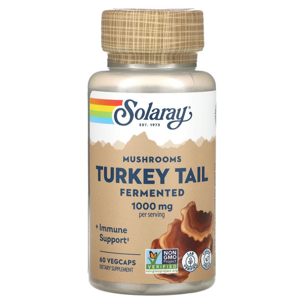   Solaray, Turkey Tail, Fermented Mushrooms, 500 mg, 60 VegCaps   -     , -,   