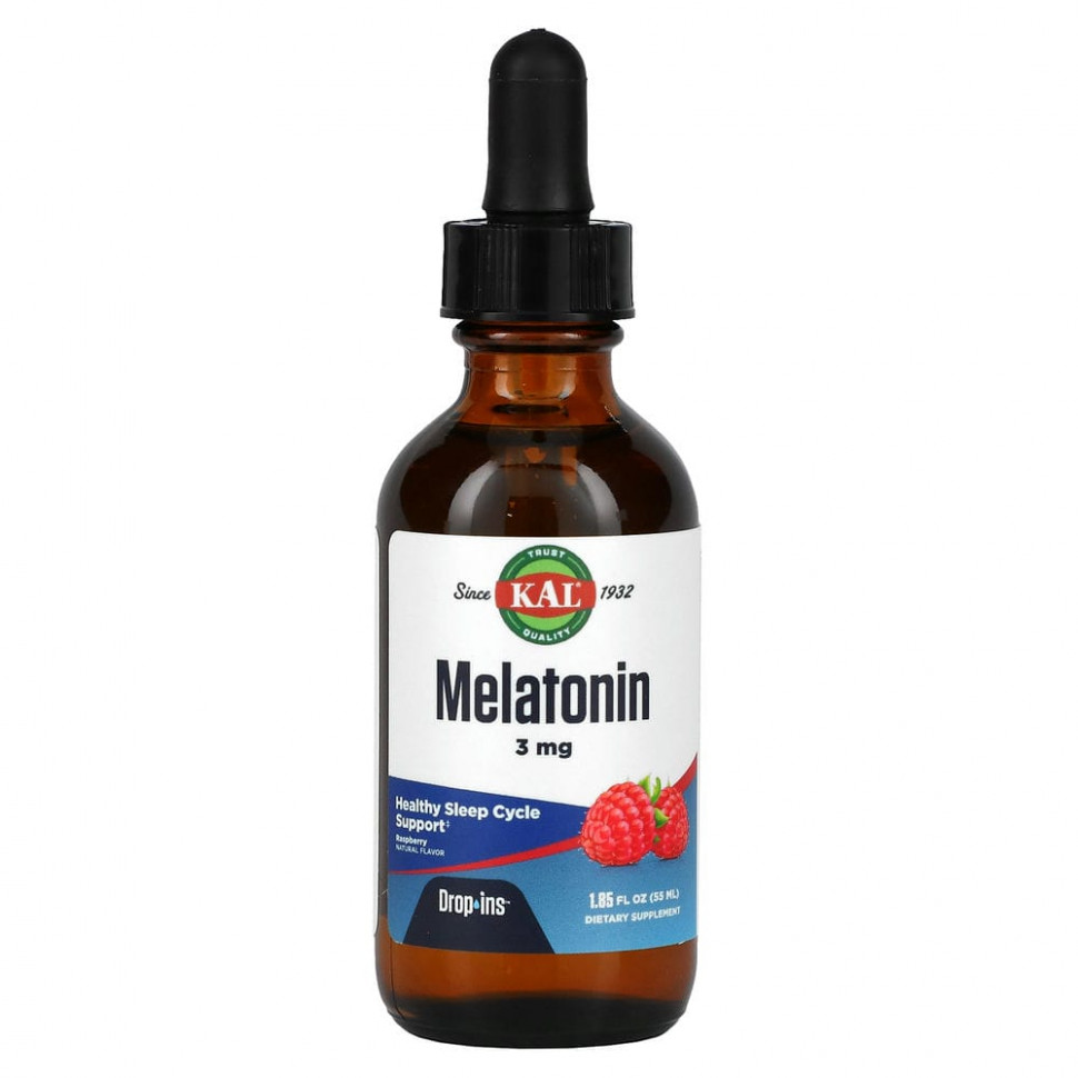   KAL, Melatonin, Natural Raspberry Flavor, 3 mg , 1.85 fl oz (55 ml)   -     , -  