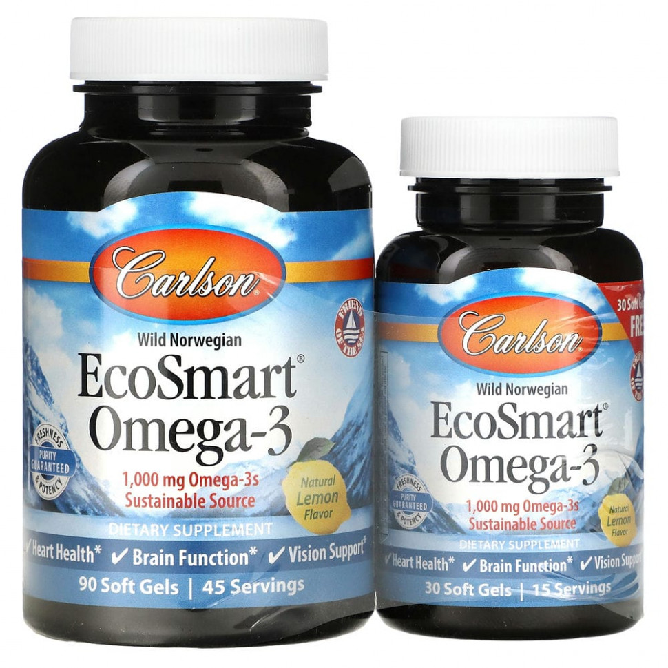   Carlson Labs, EcoSmart Omega-3,   , 1000 , 90 + 30     -     , -  