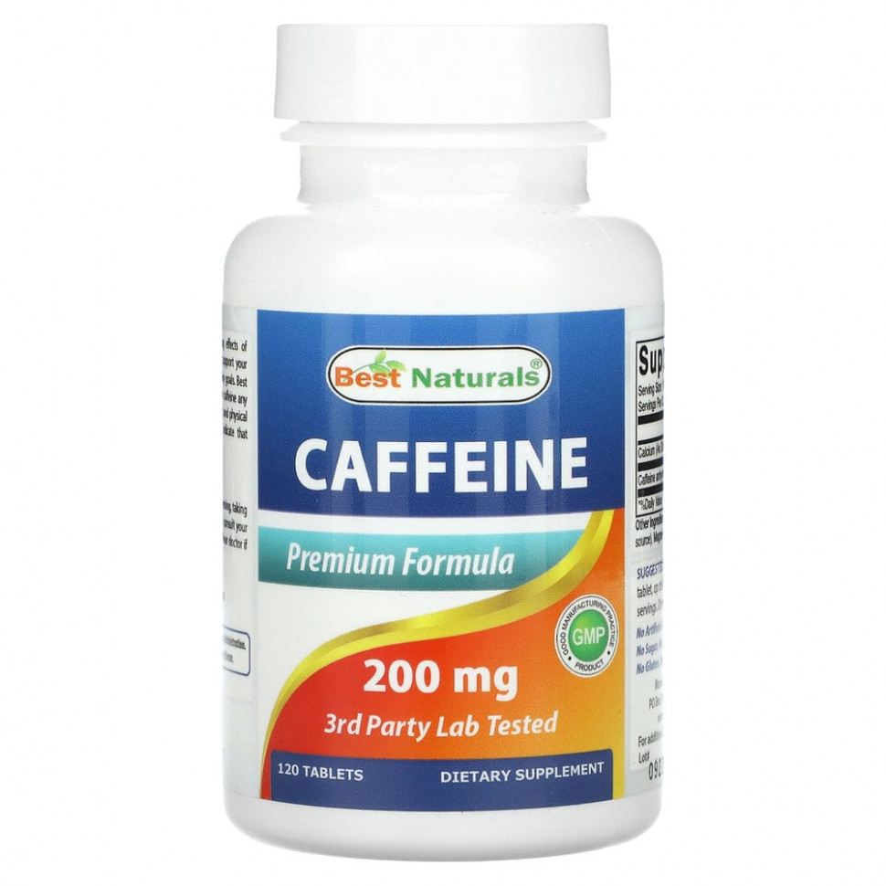   Best Naturals, Caffeine, 200 mg, 120 Tablets   -     , -  