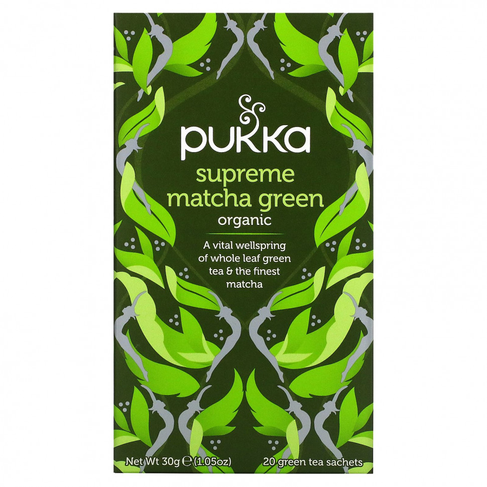   Pukka Herbs, Supreme Matcha Green, 20 Green Tea Sachets - 1.05 oz (30 g) Each   -     , -  