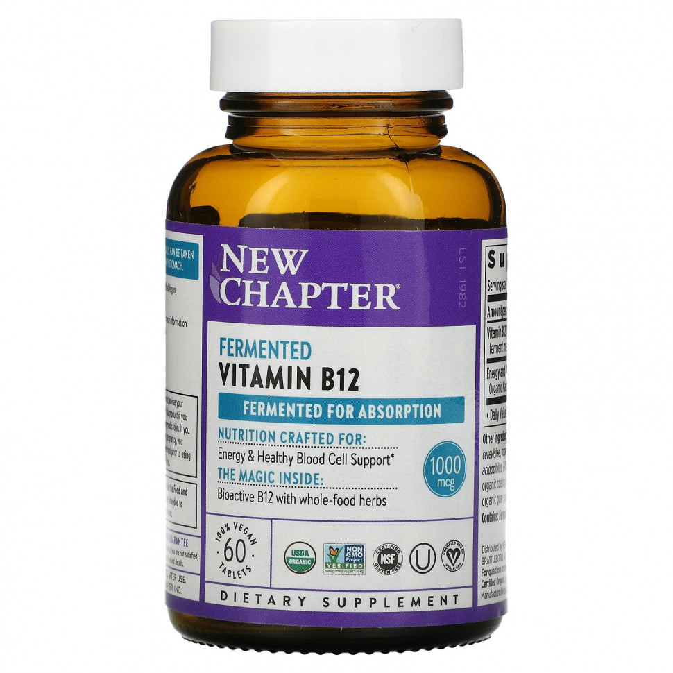  New Chapter, Fermented Vitamin B12, 60 Vegan Tablets  IHerb ()