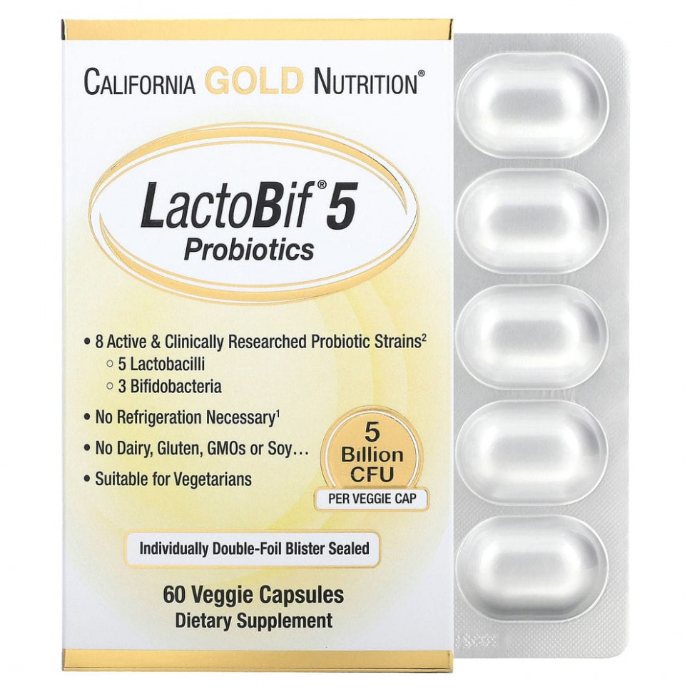   California Gold Nutrition, LactoBif, , 5  , 60     -     , -,   