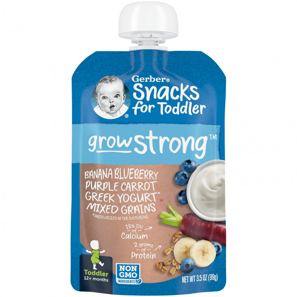   Gerber, Snacks for Toddler, Grow Strong,  12 , , , , ,  ,  , 99  (3,5 )   -     , -  