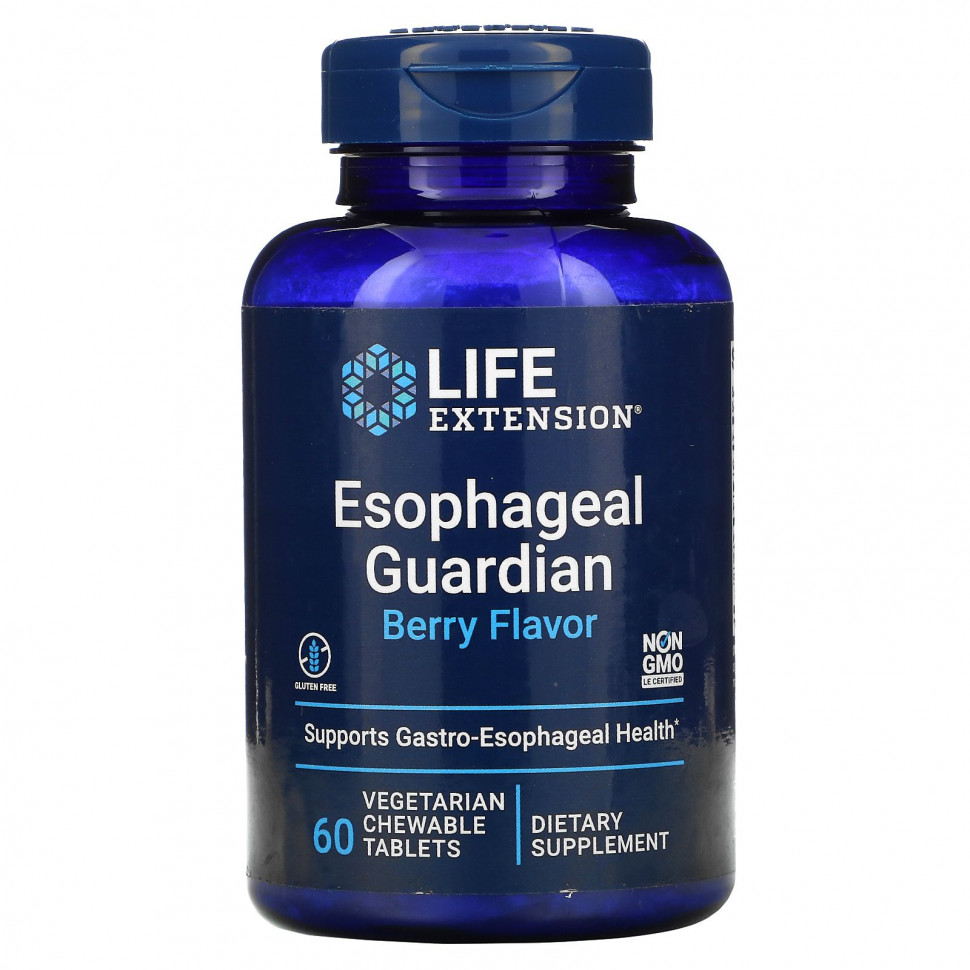   Life Extension, Esophageal Guardian, Berry Flavor, 60 Vegetarian Chewable Tablets   -     , -  