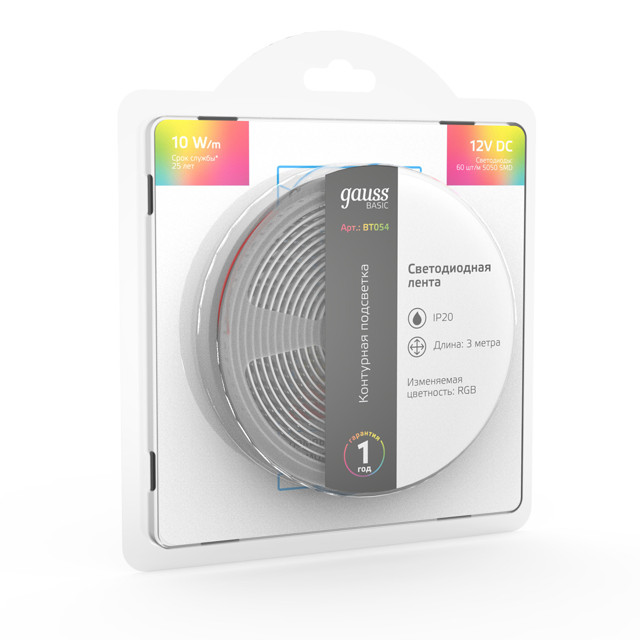 ���� ����� GAUSS Basic LED 10��/� 700��/� RGB 10�� IP20 12� 3�  