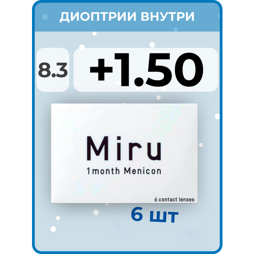     Menicon Miru 1month, 6 ., R 8,3, D +1,5, , 1 .  -     , -  